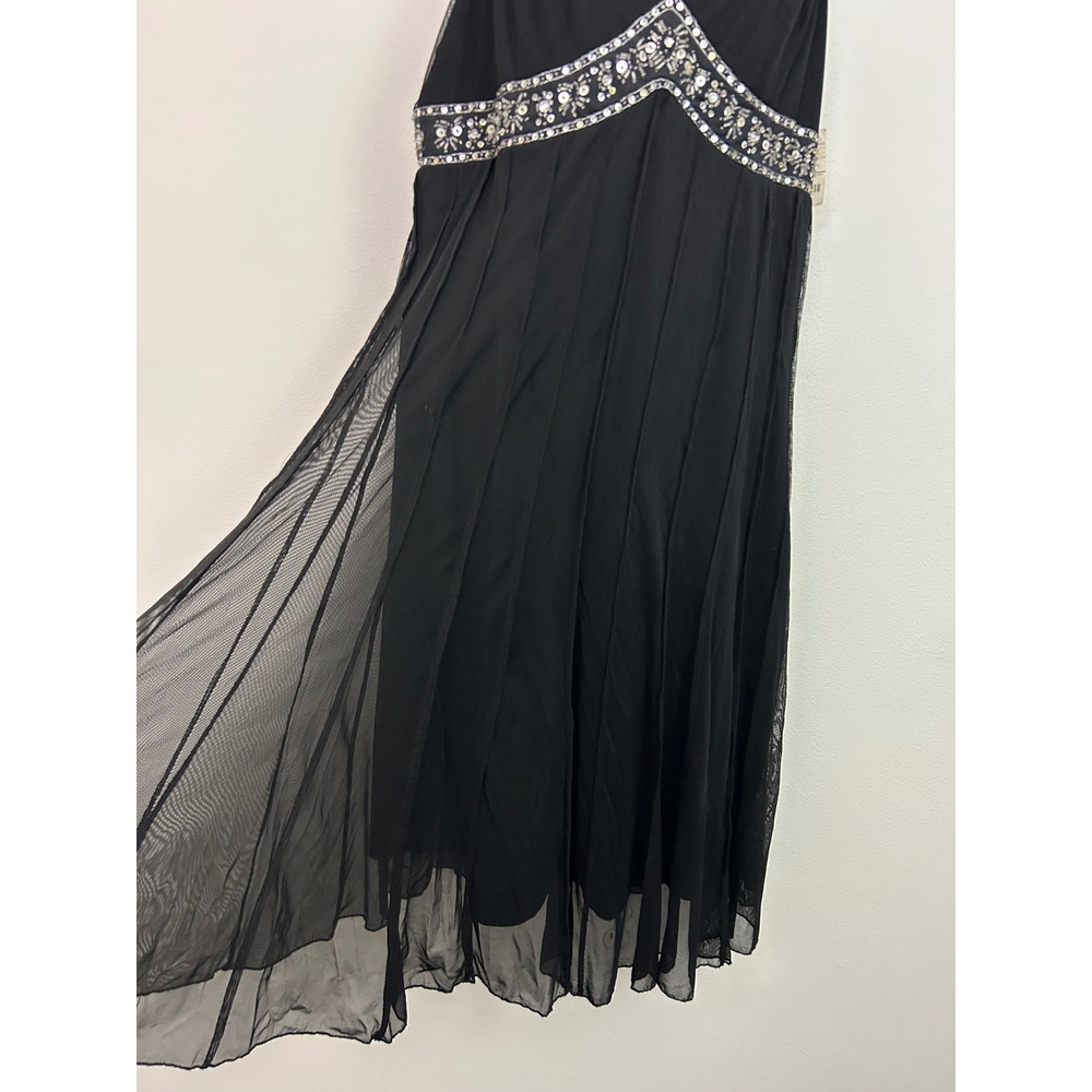 VTG MixIT Black Sequin Beaded Empire‎ Waist Mesh Overlay Dress Womens 12 NEW - Picture 8 of 15